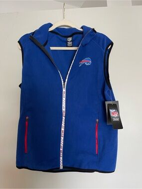 NFL Team Apparel Buffalo Bills Blue Fleece Zip Vest with Logo